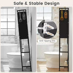 66 Organiseur de salle de bain avec 2 armoires relevables, portes cannelées transparentes, 4 crochets Noir/Blanc
