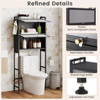 66 Organiseur de salle de bain avec 2 armoires relevables, portes cannelées transparentes, 4 crochets Noir/Blanc
