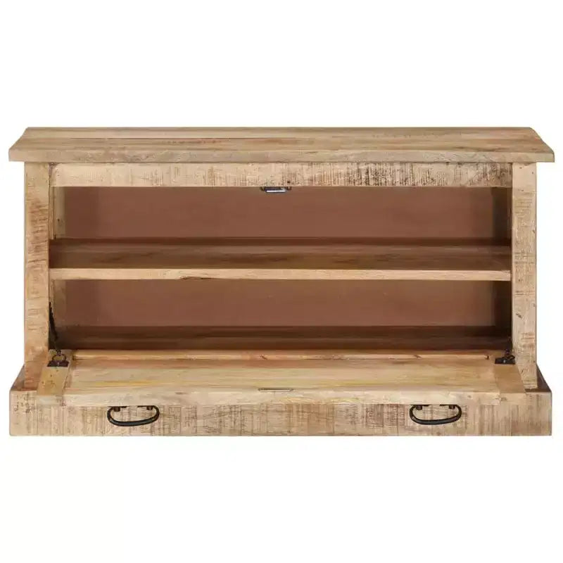 Shoe Storage Bench Natural Wood Solid Mango Wood Medium