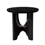 Table d'appoint/table basse ronde avec plateau en manguier massif noir mat de 20 pouces et pieds incurvés.