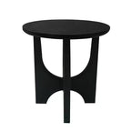 Table d'appoint/table basse ronde avec plateau en manguier massif noir mat de 20 pouces et pieds incurvés.