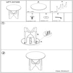 Table d'appoint/table basse ronde avec plateau en manguier massif noir mat de 20 pouces et pieds incurvés.