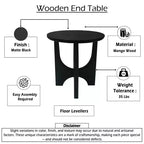 Table d'appoint/table basse ronde avec plateau en manguier massif noir mat de 20 pouces et pieds incurvés.