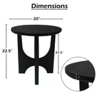 Table d'appoint/table basse ronde avec plateau en manguier massif noir mat de 20 pouces et pieds incurvés.