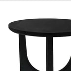 Table d'appoint/table basse ronde avec plateau en manguier massif noir mat de 20 pouces et pieds incurvés.