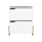 HomeRoots 20 White And Natural Wood Two Drawer Nightstand
