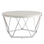 HomeRoots 33 Silver Manufactured Wood And Metal Round Coffee Table