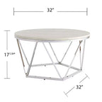 Table basse ronde 33 Silver en bois manufacturé et métal