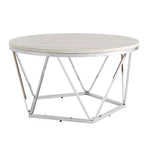 Table basse ronde 33 Silver en bois manufacturé et métal