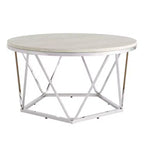 Table basse ronde 33 Silver en bois manufacturé et métal