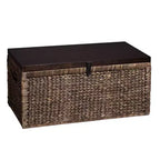 HomeRoots 38 Brown Wood And Wicker With Iron Coffee Table