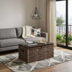 Table Basse en Bois Marron et Osier avec Fer 38