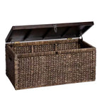 Table Basse en Bois Marron et Osier avec Fer 38