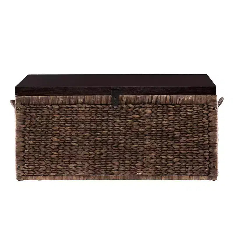 38 Brown Wood And Wicker With Iron Coffee Table