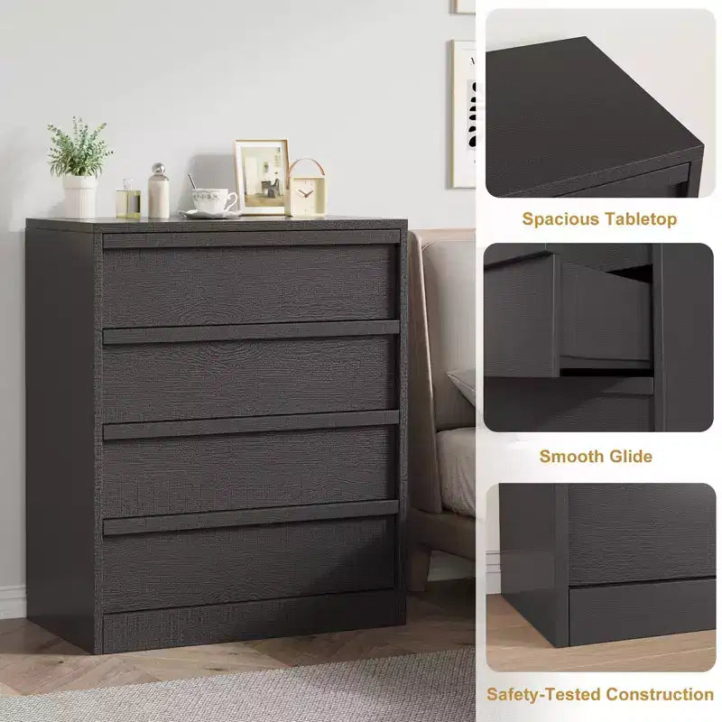 3/4Drawer Dresser for Bedroom, Nightstand 3 Chest of Drawers with Large Storage, Small Modern Bedside End Table Drawer Organizer for Entryway