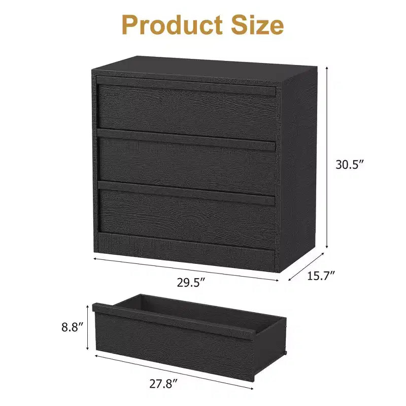 3/4Drawer Dresser for Bedroom, Nightstand 3 Chest of Drawers with Large Storage, Small Modern Bedside End Table Drawer Organizer for Entryway