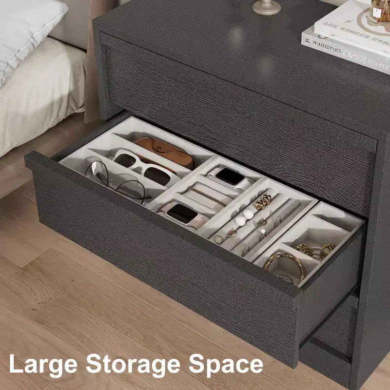 3/4Drawer Dresser for Bedroom, Nightstand 3 Chest of Drawers with Large Storage, Small Modern Bedside End Table Drawer Organizer for Entryway