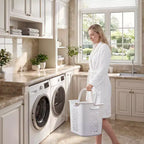 Trieur de linge roulant blanc à 4 niveaux avec paniers amovibles et roulettes, chariot de rangement pour salle de bain et buanderie