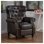 Walder Bonded Leather Press-Back Recliner Club Chair Brown - Christopher Knight Home: Elegant Winged Back, Hardwood Frame