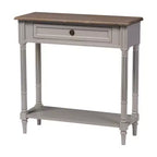 Edouard French Provincial Style Console Table with 1 Drawer - White/Light Brown - Baxton Studio: Elegant Entryway Furniture, Narrow Design