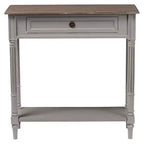 Console de style provincial français avec 1 tiroir - Blanc/Marron clair - : Meuble d'entrée élégant, design étroit