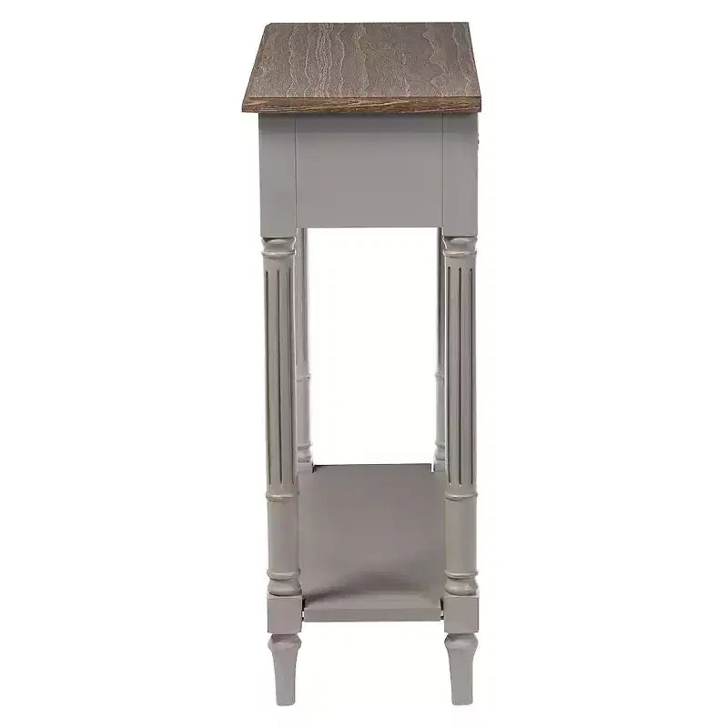 French Provincial Style Console Table with 1 Drawer - White/Light Brown -: Elegant Entryway Furniture, Narrow Design