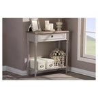 Console de style provincial français avec 1 tiroir - Blanc/Marron clair - : Meuble d'entrée élégant, design étroit