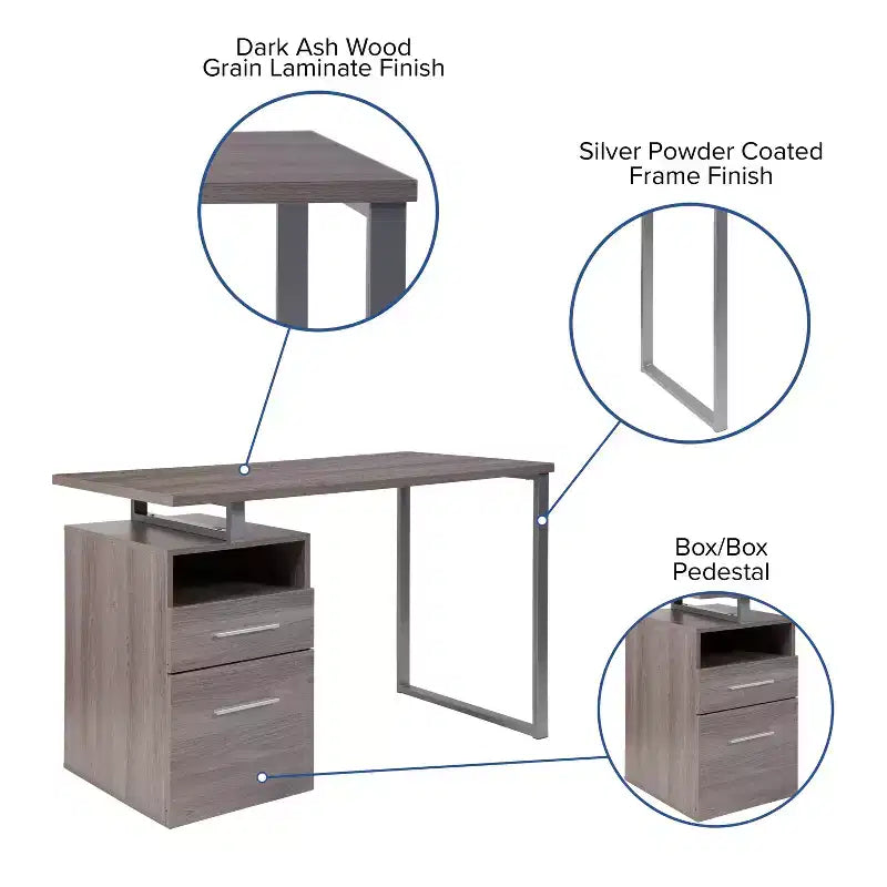 Desk with Two Drawers and Metal Frame