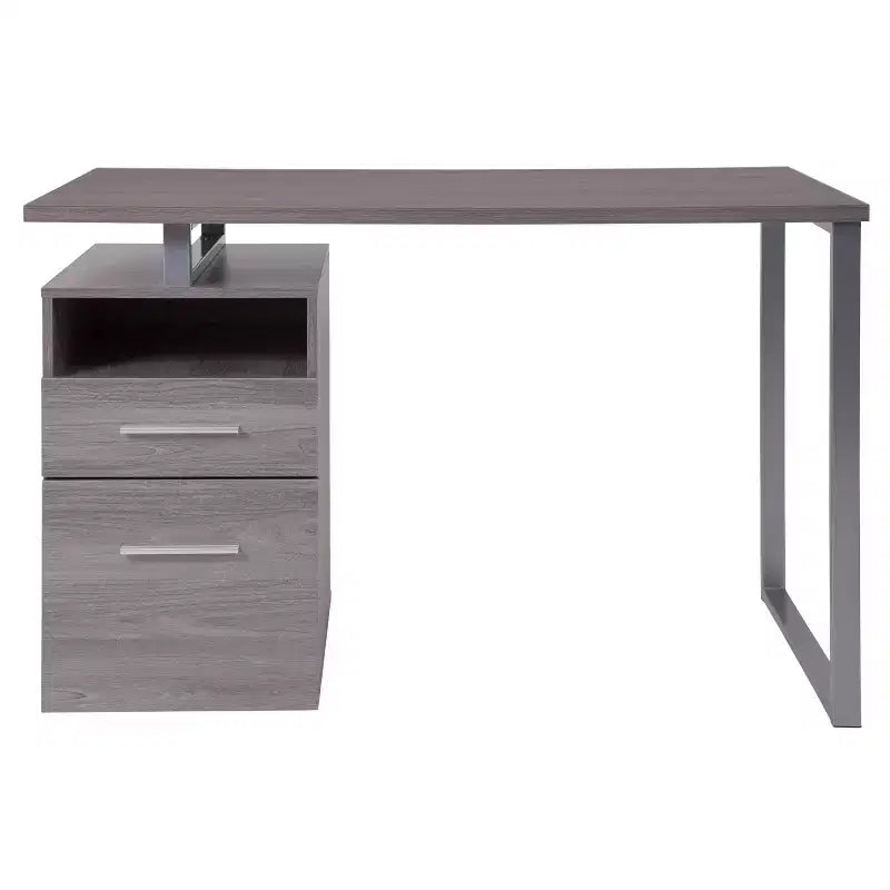 Desk with Two Drawers and Metal Frame