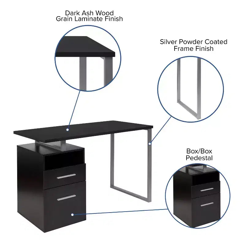 Desk with Two Drawers and Metal Frame