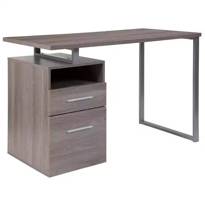 Desk with Two Drawers and Metal Frame