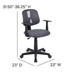 Chaise de bureau ergonomique pivotante en maille filet mi-dossier avec dossier et accoudoirs réglables