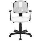 Chaise de bureau ergonomique pivotante en maille filet mi-dossier avec dossier et accoudoirs réglables