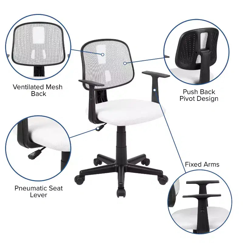 Mid-Back Mesh Swivel Task Office Chair with Pivot Back and Arms