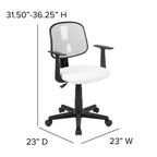 Chaise de bureau ergonomique pivotante en maille filet mi-dossier avec dossier et accoudoirs réglables