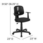 Chaise de bureau ergonomique pivotante en maille filet mi-dossier avec dossier et accoudoirs réglables