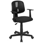 Chaise de bureau ergonomique pivotante en maille filet mi-dossier avec dossier et accoudoirs réglables