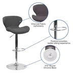 Tabouret de bar contemporain réglable en hauteur avec dossier incurvé et base chromée