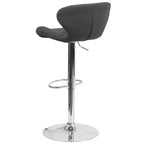 Tabouret de bar contemporain réglable en hauteur avec dossier incurvé et base chromée