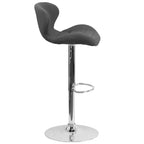 Tabouret de bar contemporain réglable en hauteur avec dossier incurvé et base chromée