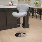 Tabouret de bar contemporain réglable en hauteur avec dossier incurvé et base chromée