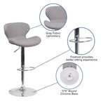 Tabouret de bar contemporain réglable en hauteur avec dossier incurvé et base chromée