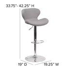 Tabouret de bar contemporain réglable en hauteur avec dossier incurvé et base chromée