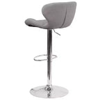 Tabouret de bar contemporain réglable en hauteur avec dossier incurvé et base chromée