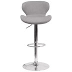 Tabouret de bar contemporain réglable en hauteur avec dossier incurvé et base chromée