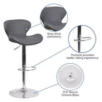 Tabouret de bar contemporain réglable en hauteur avec dossier incurvé et base chromée
