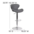 Tabouret de bar contemporain réglable en hauteur avec dossier incurvé et base chromée