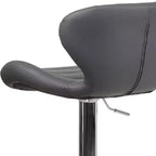 Tabouret de bar contemporain réglable en hauteur avec dossier incurvé et base chromée