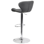 Tabouret de bar contemporain réglable en hauteur avec dossier incurvé et base chromée