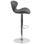 Tabouret de bar contemporain réglable en hauteur avec dossier incurvé et base chromée